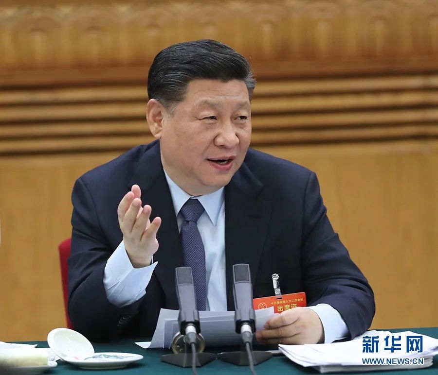2019年3月7日，習(xí)近平參加十三屆全國(guó)人大二次會(huì)議甘肅代表團(tuán)的審議。新華社記者 鞠鵬 攝